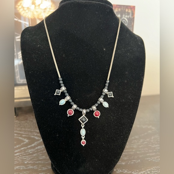 Laura Vann Bezel Set Stone Silver Tone Silver Red Black Blue Costume Jewelry - Picture 1 of 10